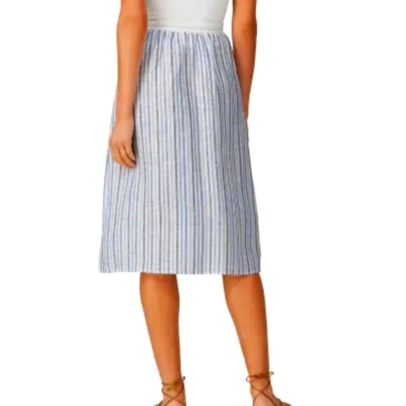 Sita Murt striped knee length linen skirt blue 4 - Picture 3 of 10